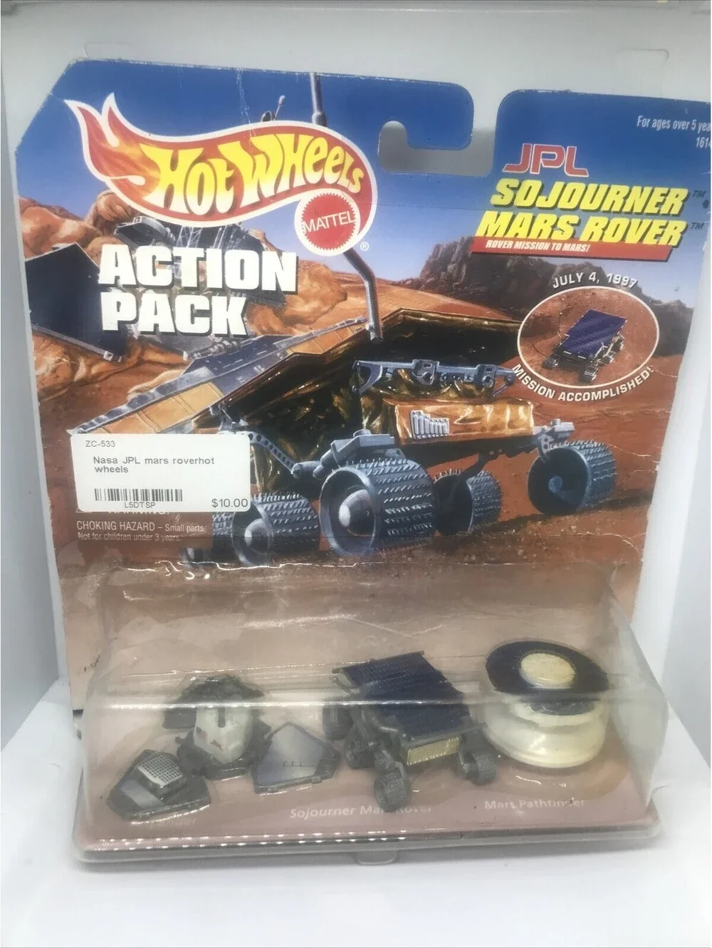 🆕Hot Wheels Action Pack👽JPL Sojourner Mars Rover Dmg Card Free Shipping